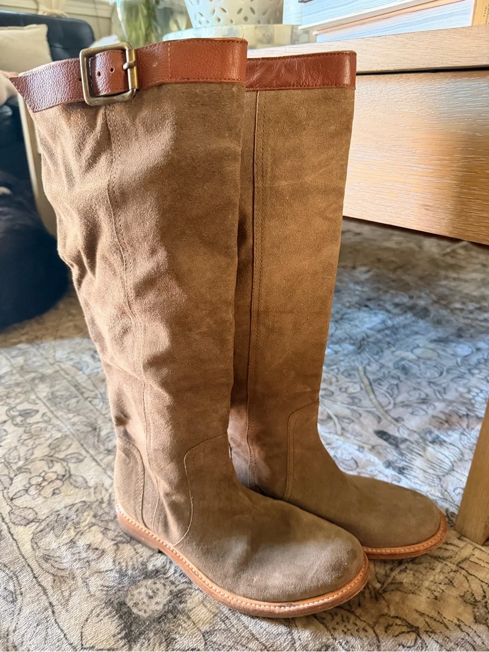 Women's Tall Suede Riding Boots - Brown